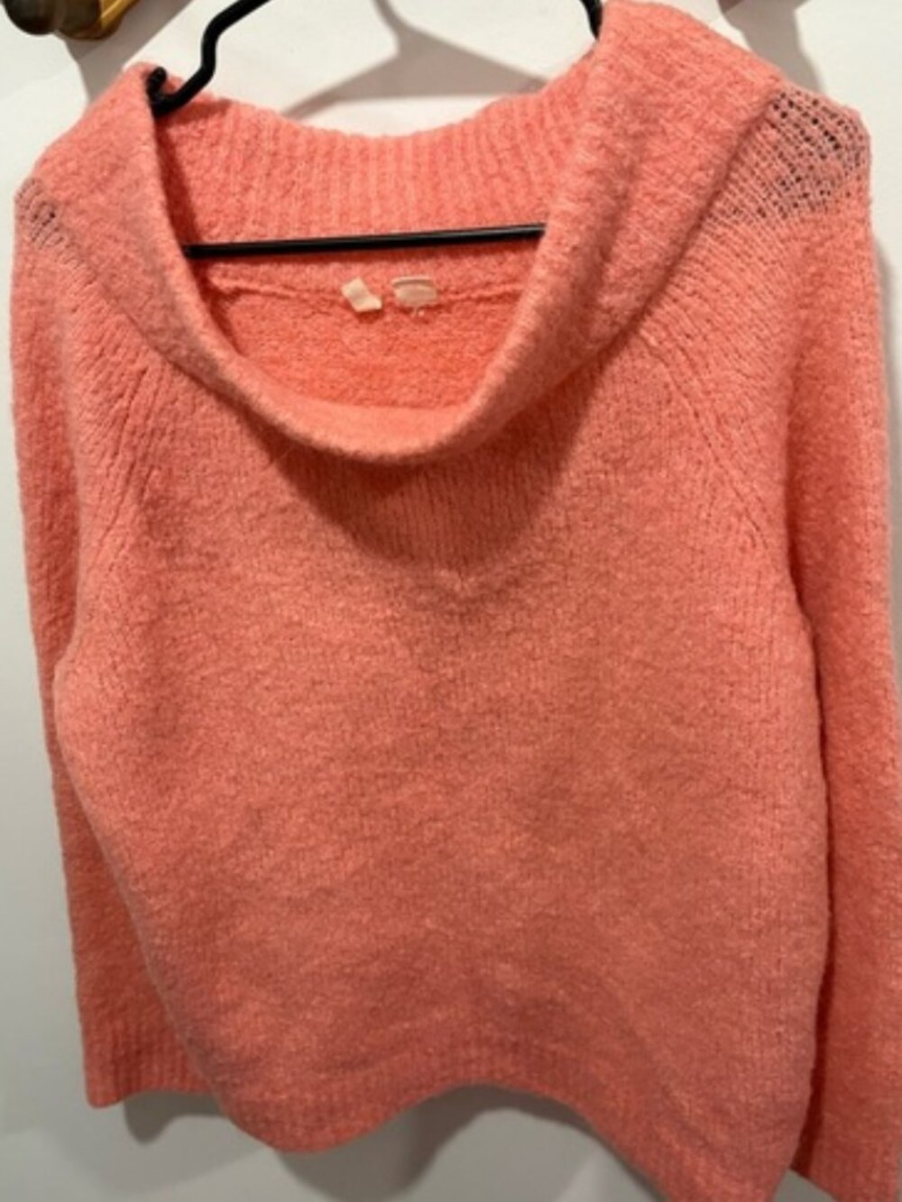 Anthropologie Moth Cowl Neck Cozy Fuzzy Peach Pink Knit Sweater Large